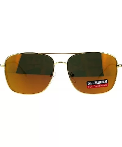 Unisex Side Cover Sunglasses Square Metal Frame Mirror Lens UV 400 - Gold (Orange Mirror) - CU18HN20Y7Q $15.09 Square