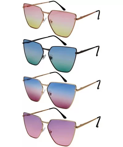 Oversized Cat Eye Flat Lens Sunnies Spring Hinge W/Fiber Case M3158S - Gunmetal/Blue-green Lens - CG187IYGUL2 $12.23 Oversized