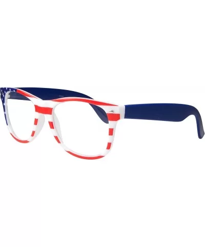 NON-Prescription USA American Patriot Flag Glasses - Stripe Blue Arm - CI182ZXKQEX $14.09 Wayfarer