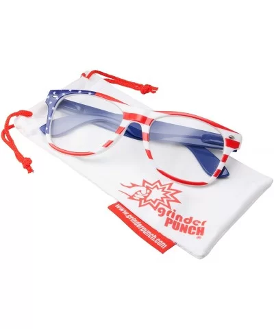 NON-Prescription USA American Patriot Flag Glasses - Stripe Blue Arm - CI182ZXKQEX $14.09 Wayfarer