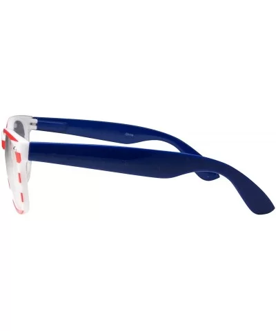 NON-Prescription USA American Patriot Flag Glasses - Stripe Blue Arm - CI182ZXKQEX $14.09 Wayfarer