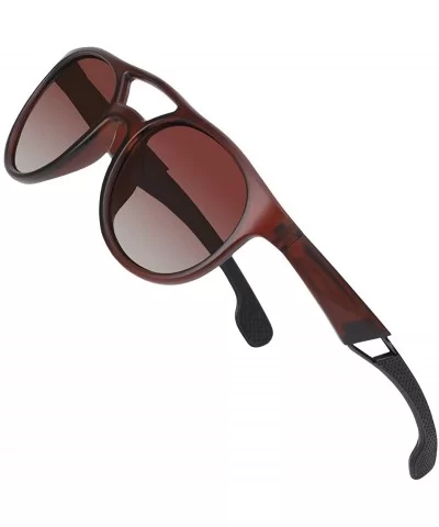Polarized Sports Sunglasses for Men UV Protection TR90 Frame Retro Driving Fishing Sports Sun Glasses - Brown - C21948SNNS6 $...