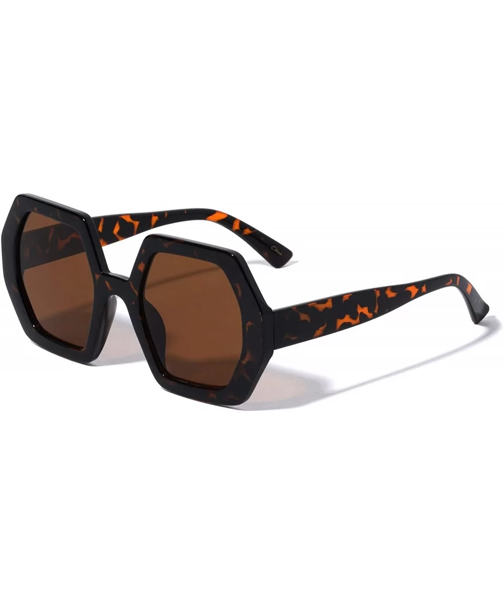 Brussels Geometric Octagonal Fashion Sunglasses - Brown - CU196XHTY2W $20.32 Butterfly