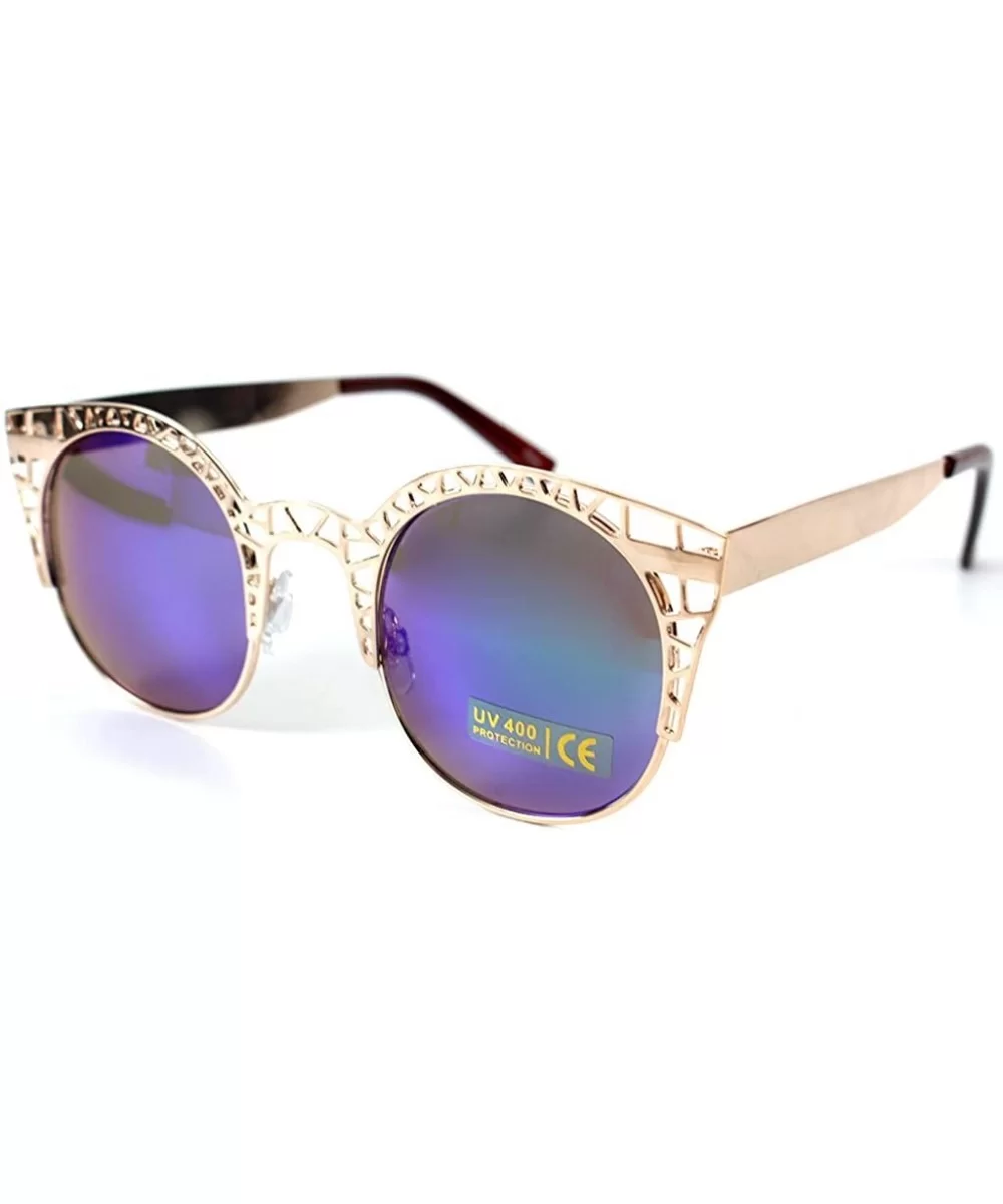 Women's"Eiffel Tower" Cateye 45mm Sunglasses with Metal Mesh - Gold - CW12EXOXAUL $18.96 Shield