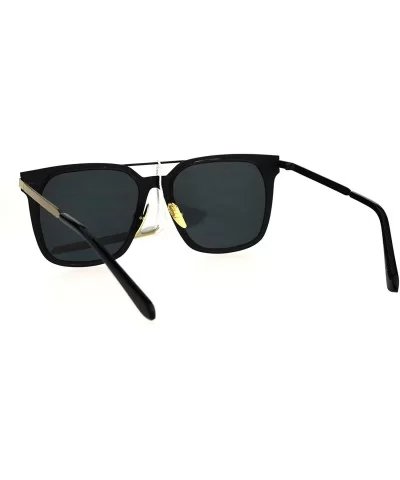 Metal Horn Rim Color Mirror Lens Retro Vintage Style Sunglasses - Black Gold - CB17YDDWZLG $17.82 Rectangular