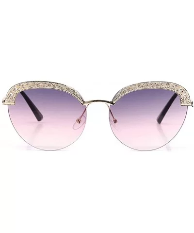 Fashion Sunglasses for Women - Delicate Square Glasses Matel Frame UV400 Protection - Pink-purple - CV198ZY59GX $22.62 Square