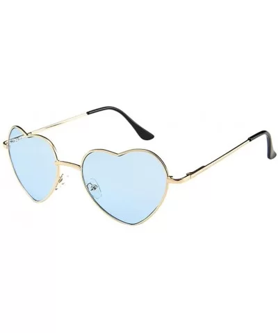 Women Men Sunglasses-Retro Metal Frame Sunglasses Heart Shape Stylish Eyewear - A - CD18EMXAEA2 $12.21 Sport