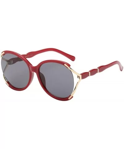 Western Fashion Round Sunglasses. - Maroon - CZ190R6RIAL $36.80 Round
