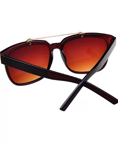 Lovers Sunglasses Big Sizes Frame Cool Metal Connect The Lens 55mm - Brown/Brown - CG11AQ7SCHV $12.57 Oval