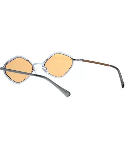 Hippie Diamond Shape Metal Rim Pimp Retro Sunglasses - Silver Orange - C218I4G39YI $12.88 Square