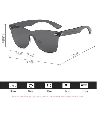 Classic Mirrored One Piece Rimless Sunglasses Square Full Lens Colorful For Women Men Beach - CX185ES0Q2W $28.72 Rimless