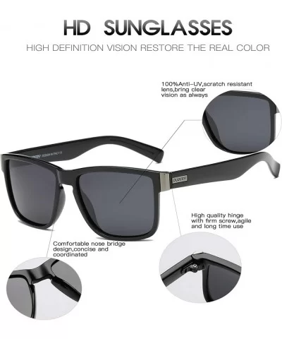 Vintage Polarized Sunglasses for Men Women Retro Square Sun Glasses D518 - Black/Black - CH18H830NT0 $28.42 Round