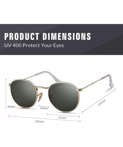 Round Polarized Sunglasses for Men Women Vintage Designer Circle Lens Sun Glasses - Gold Frame G15 Polarized Lens - CG18I8G9E...