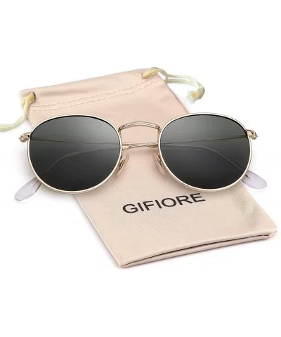 Round Polarized Sunglasses for Men Women Vintage Designer Circle Lens Sun Glasses - Gold Frame G15 Polarized Lens - CG18I8G9E...