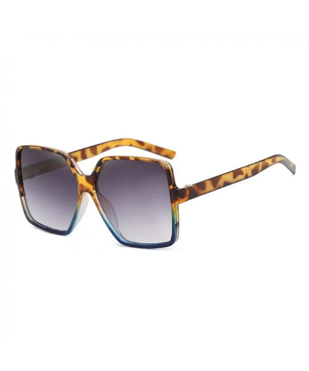 Mirror Blocking Square Sunglasses Glasses - Bean Flower Blue - CJ190ODSGNK $9.00 Sport