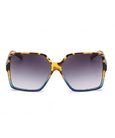 Mirror Blocking Square Sunglasses Glasses - Bean Flower Blue - CJ190ODSGNK $9.00 Sport