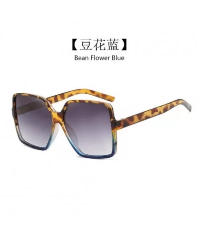 Mirror Blocking Square Sunglasses Glasses - Bean Flower Blue - CJ190ODSGNK $9.00 Sport