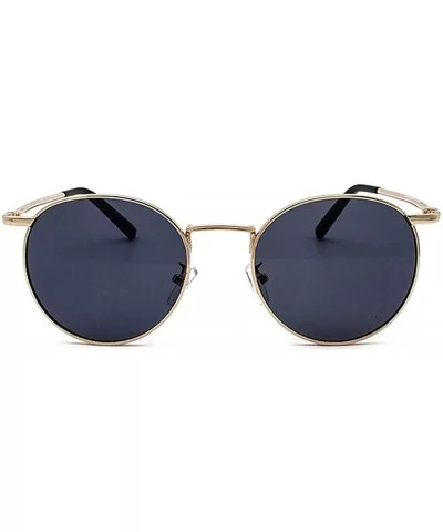 Fashion Clear Lens Metal Frame Sunglasses Retro Woman Yellow Red Sun Glasses Round Gold UV400 Birthday Gift - T3 - CY199CLXGA...