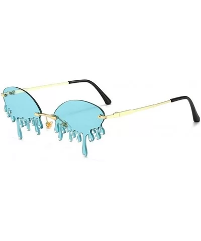 Tear Shaped Sunglasses with Rhinestones Women DrippingCrystal Shades UV Protection Rimless Teardrop Eyewear - CV190HE8AH3 $15...