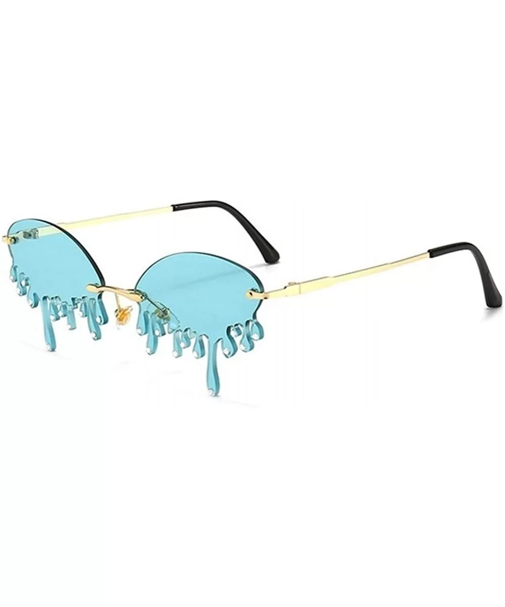 Tear Shaped Sunglasses with Rhinestones Women DrippingCrystal Shades UV Protection Rimless Teardrop Eyewear - CV190HE8AH3 $15...