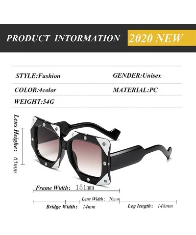 Square Diamond Sunglasses-Owersized Thick Frame Eyewear-Vintage Shade Glasses - B - CC190EDA5TW $55.31 Rectangular