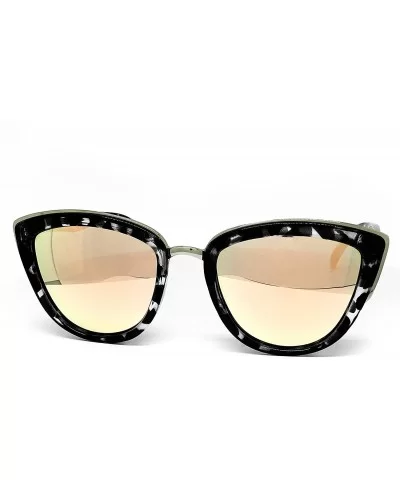 6009 Premium Retro Cats eye Funky Fashion Mirror Revo Candy Flat Metal Aviator Sunglasses - Cats Eye - CC18333RESC $19.51 Cat...