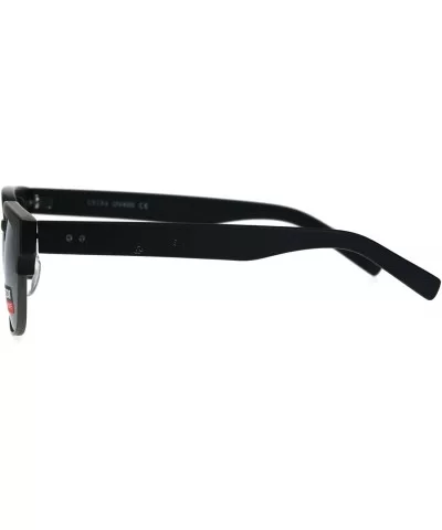 Mens Luxury Half Horned Rim Rectangular Modern Designer Sunglasses - Black Mirror - CY17YQYW9ZD $16.62 Rectangular