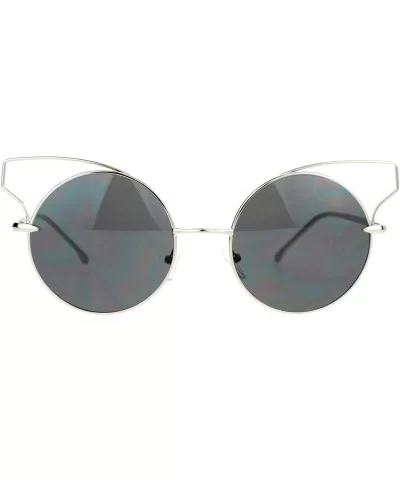 High Fashion Sunglasses Womens Wire Metal Round Cateye Shades - Silver - CL188AO0Y6O $14.50 Round