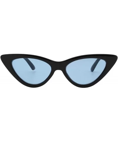 Women Retro Vintage Cat Eye Narrow Slim Sunglasses Goggles Plastic Frame - Black-blue - CO18I2M0MDO $13.42 Cat Eye