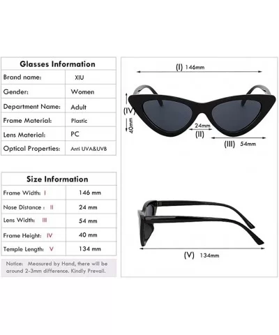Women Retro Vintage Cat Eye Narrow Slim Sunglasses Goggles Plastic Frame - Black-blue - CO18I2M0MDO $13.42 Cat Eye