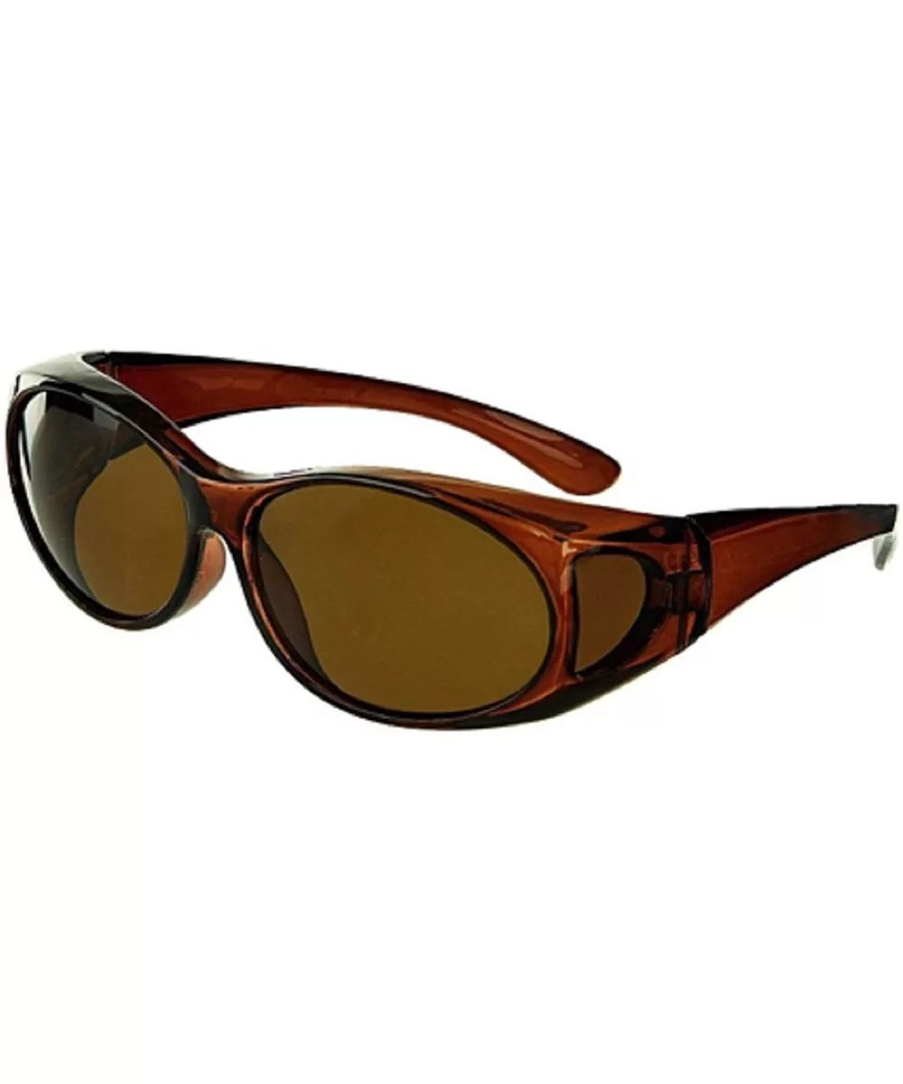 Unisex Polarized Fit Over Sunglasses Wear Over Cover Over Glasses - Brown - C112IDLJC6R $20.57 Shield