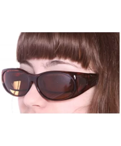 Unisex Polarized Fit Over Sunglasses Wear Over Cover Over Glasses - Brown - C112IDLJC6R $20.57 Shield