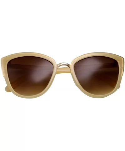 Womens Flash Color Mirror Lens Oversized Cat Eye Sunglasses - Cream - CF12CVOZM75 $16.70 Cat Eye