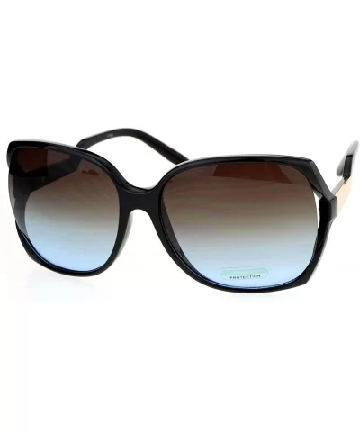 Side Expose Lens Butterfly Plastic Diva Womens Sunglasses - Black Brown Blue - CR12NRJNMB4 $14.19 Butterfly