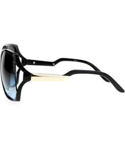 Side Expose Lens Butterfly Plastic Diva Womens Sunglasses - Black Brown Blue - CR12NRJNMB4 $14.19 Butterfly