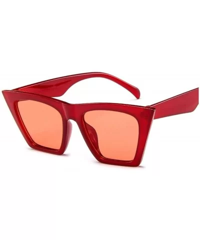 Classic Luxury Sunglasses Women Plastic Vintage Candy Color Lens Glasses Retro Outdoor Travel Lentes De Sol - Red - CN197A3SQ...