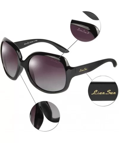 Fashion Vintage Simple Oversized Frame Women's Polarized Sunglasses lsp3113 - Black - CH1237NXNMZ $17.02 Oval