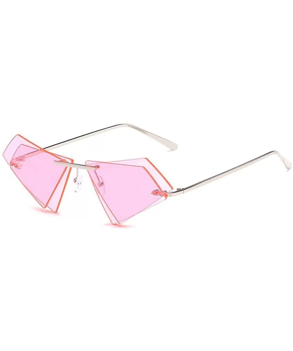 Women Fashion Sunglasses Double Triangular Ocean Slice Sunglasses With Case UV400 Protection - CX18X8Y95RI $40.26 Rimless