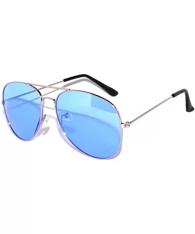 12 Pirs Wholesale Classic Aviator Style Sunglasses Colored Metal Colored Lens - 12_pairs_silver_frame_blue - CY18CD7MQI6 $34....