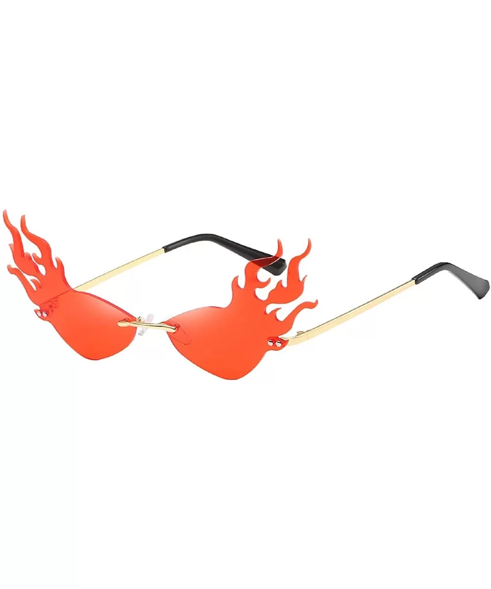 Unisex Vintage Fire Flame Sunglasses Rimess Sunglasses Novelty Sunglasses Clout Goggle Shades - Red - CW1966KIL2S $15.49 Goggle