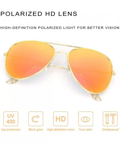 Sunglasses for Men Women Unisex Classic Aviator Polarized Metal Frame UV 400 Lens Protection - Pink - CJ18T4QMZDW $12.17 Aviator