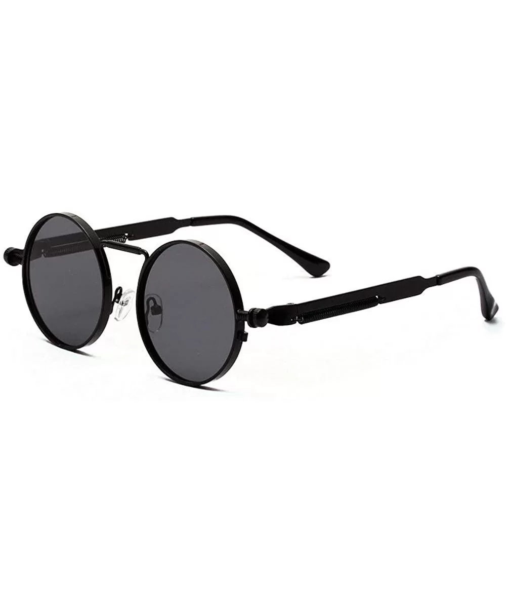 metal round retro punk sunglasses male spring legs hip hop women's sunglasses UV400 - Black - C51925RZIHU $16.10 Round