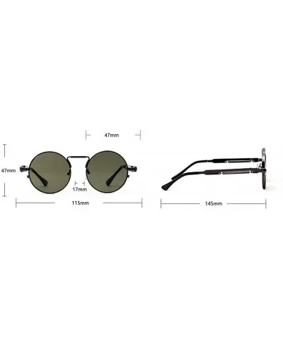 metal round retro punk sunglasses male spring legs hip hop women's sunglasses UV400 - Black - C51925RZIHU $16.10 Round