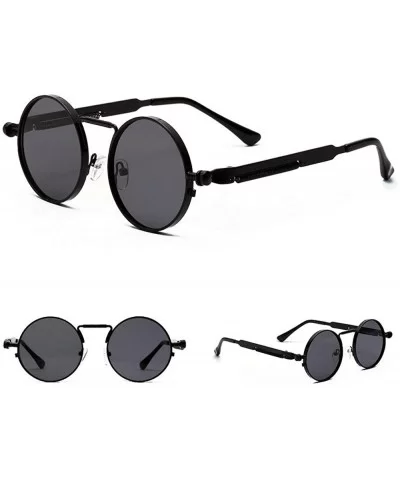 metal round retro punk sunglasses male spring legs hip hop women's sunglasses UV400 - Black - C51925RZIHU $16.10 Round