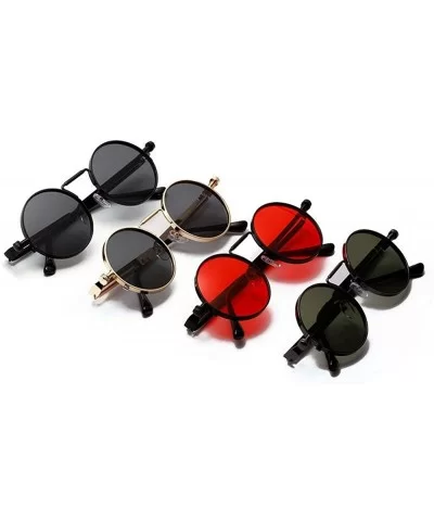 metal round retro punk sunglasses male spring legs hip hop women's sunglasses UV400 - Black - C51925RZIHU $16.10 Round