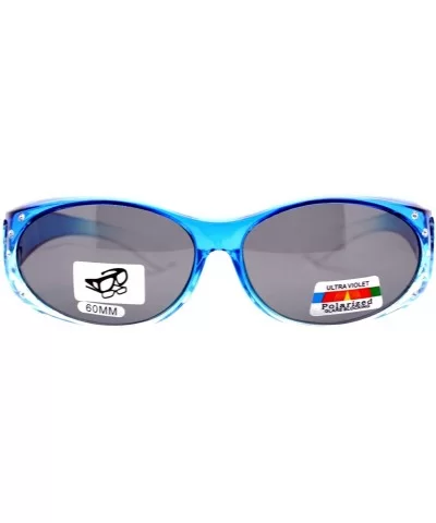 Ombre Oval Frame Black Lens Rhinestones Polarized Fit Over Sunglasses - Blue - CN11YHJ8LJT $17.73 Oval