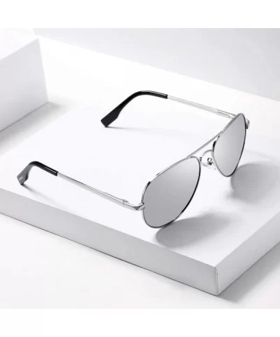 Polarized Aviator Sunglasses Mirrored Lens Metal Frame for Men Women - 100% UV 400 Protection - CO18L24X2A3 $20.84 Oversized