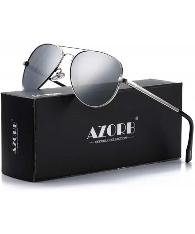 Polarized Aviator Sunglasses Mirrored Lens Metal Frame for Men Women - 100% UV 400 Protection - CO18L24X2A3 $20.84 Oversized