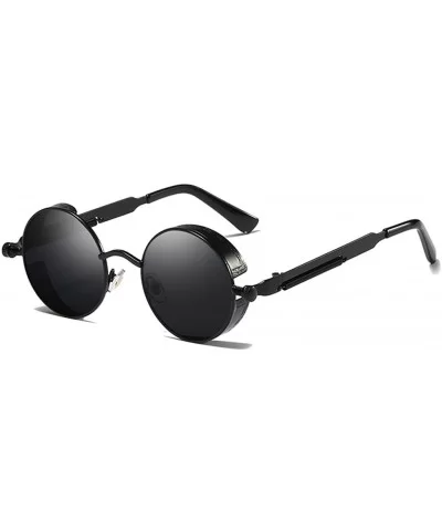 Sunglasses Steampunk with 48mm Round Lens Fashion Glasses LM0914 - Black Frame/Grey Lens - CA18DXROKXR $23.24 Round