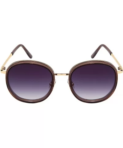 Fashion Desginer Inspired Round Sunglasess with Flat Ocean Color Lens Ultralight - CE18XH4RL95 $14.97 Round